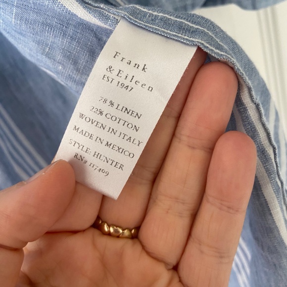 Frank & Eileen Hunter Dress Small Luxury Linen stripes Coastal Resort blue S - Picture 3 of 7